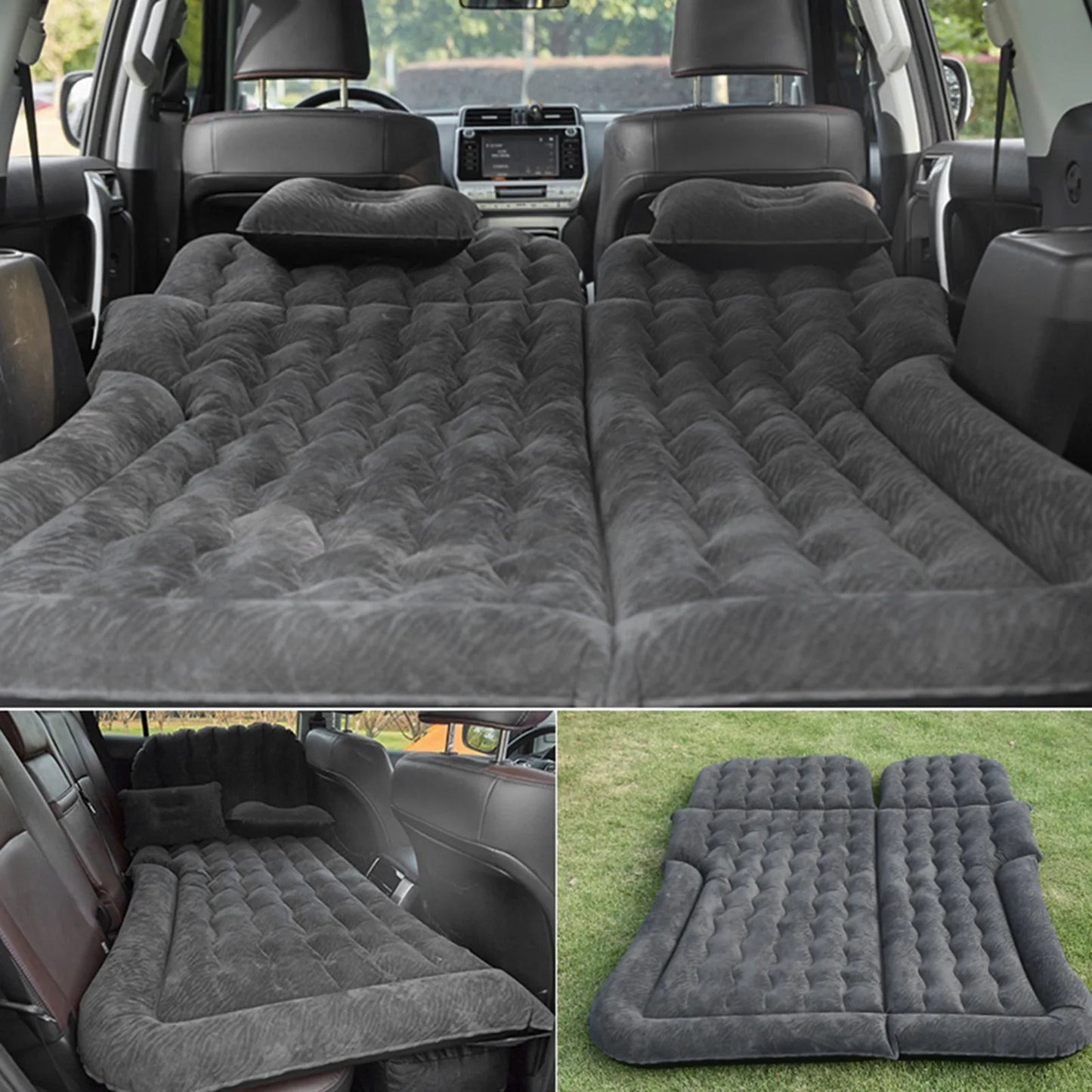 Premium Inflatable Car Travel Bed - 2-in-1 SUV Air Mattress with Soft Flocking Surface