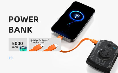 Carcader 5000mAh power bank charging smartphone with Type-C orange cable