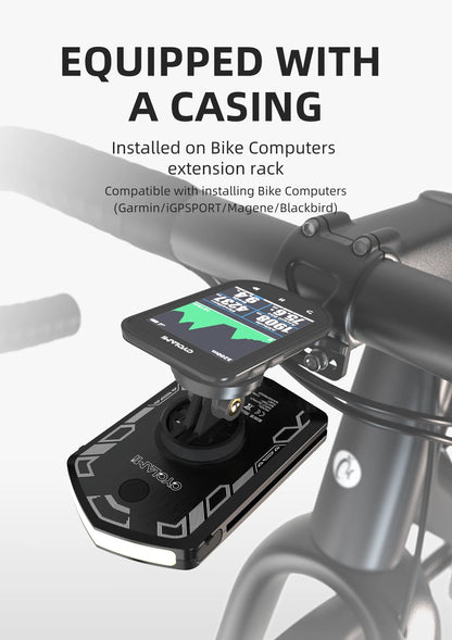 Bike computer installed on handlebar extension rack, Carcader accessory for cycling