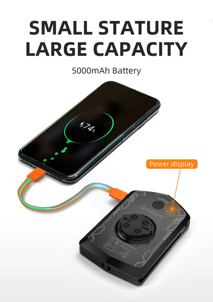 Carcader portable power bank charging smartphone, 5000mAh battery, power display light