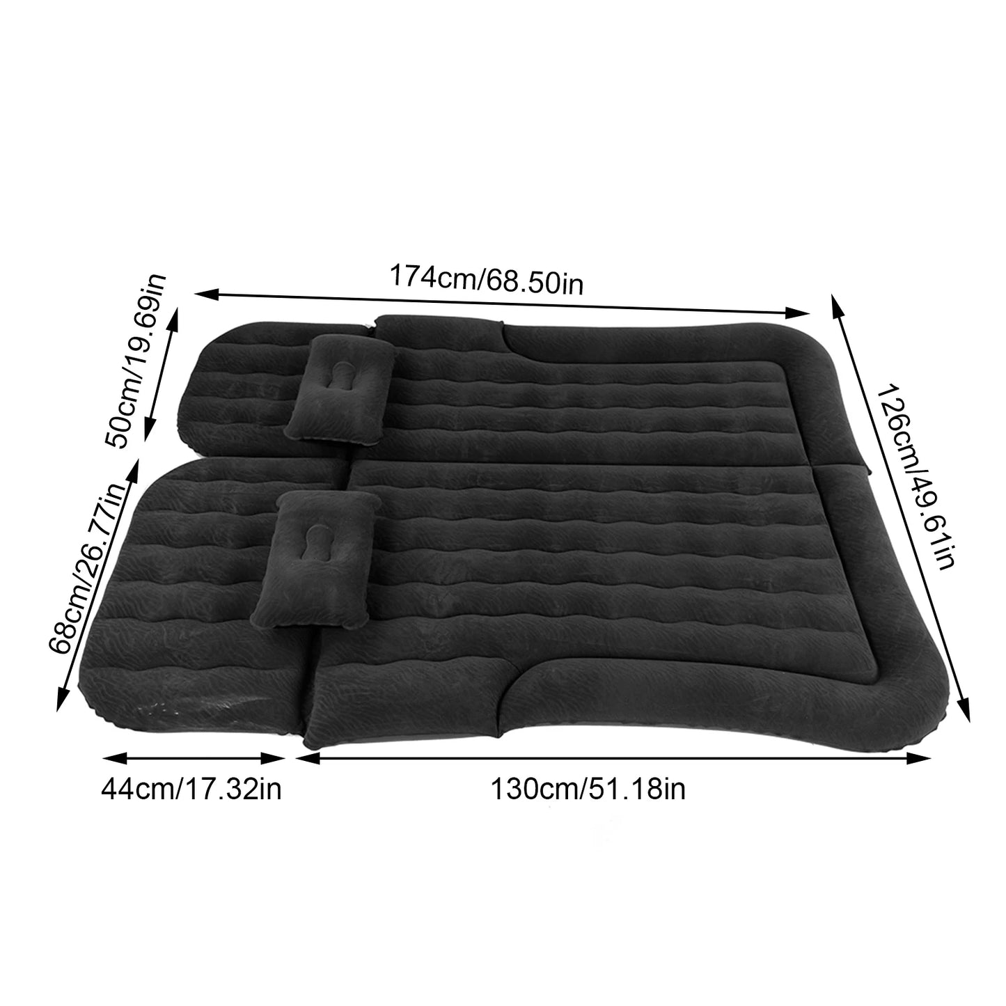 Premium Inflatable Car Travel Bed - 2-in-1 SUV Air Mattress with Soft Flocking Surface